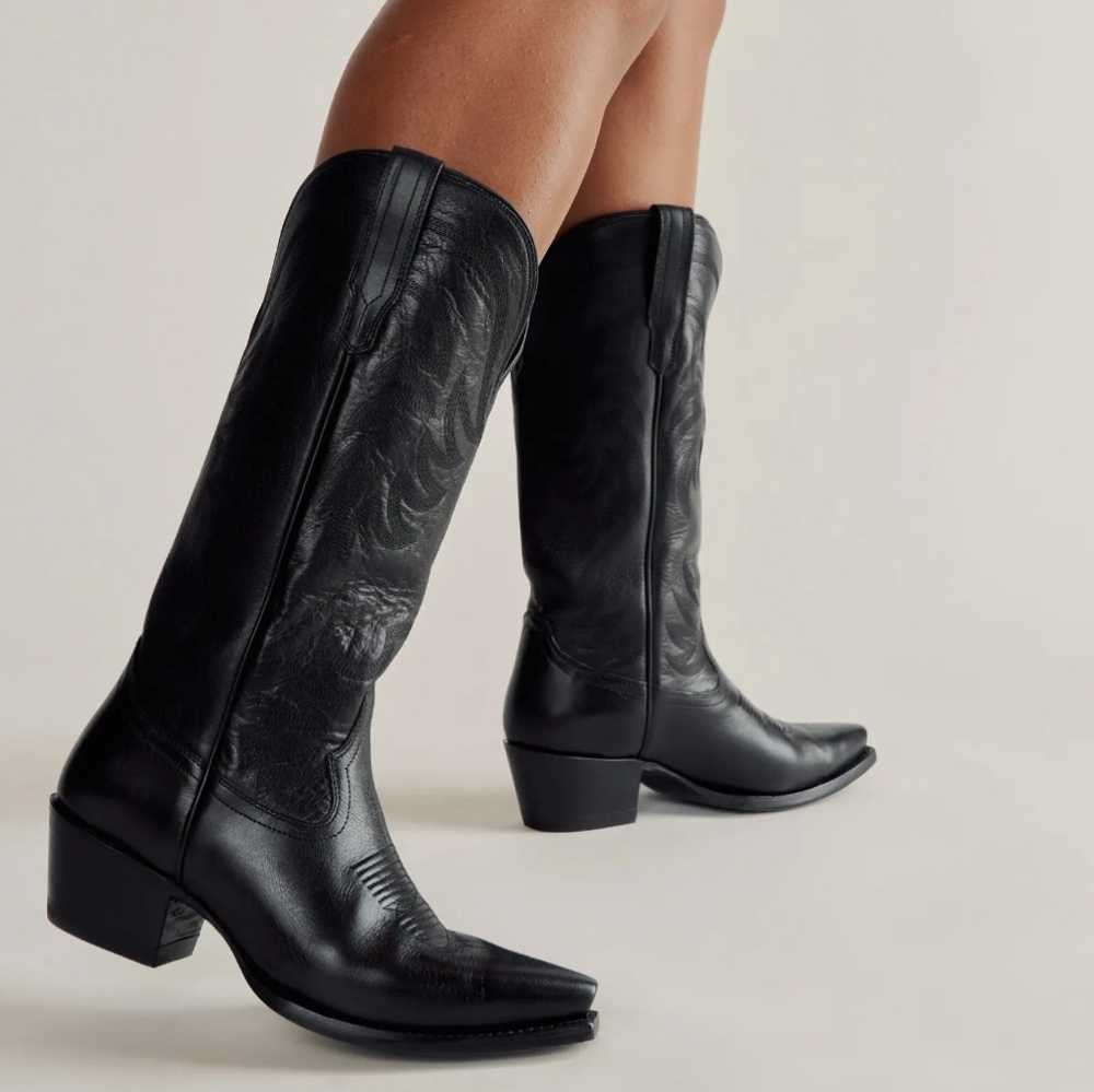 Tecovas Black Leather Western Knee-High Boots